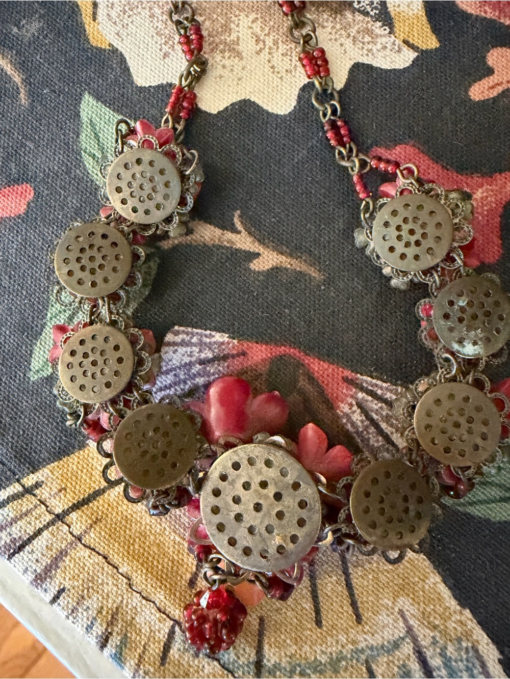 Colleen Toland Red Floral Statement Necklace - Women Jewelry - Picture 4 of 4